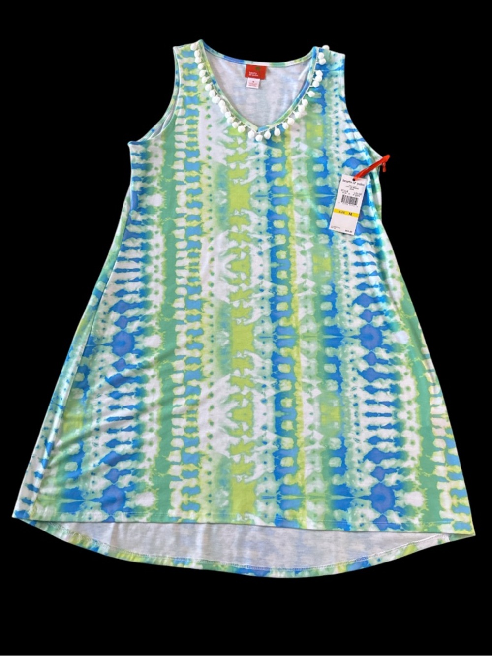 NWT | Hearts Of Palm Color Binge Coastal Tie Dye Dress with Pom Pom Detail